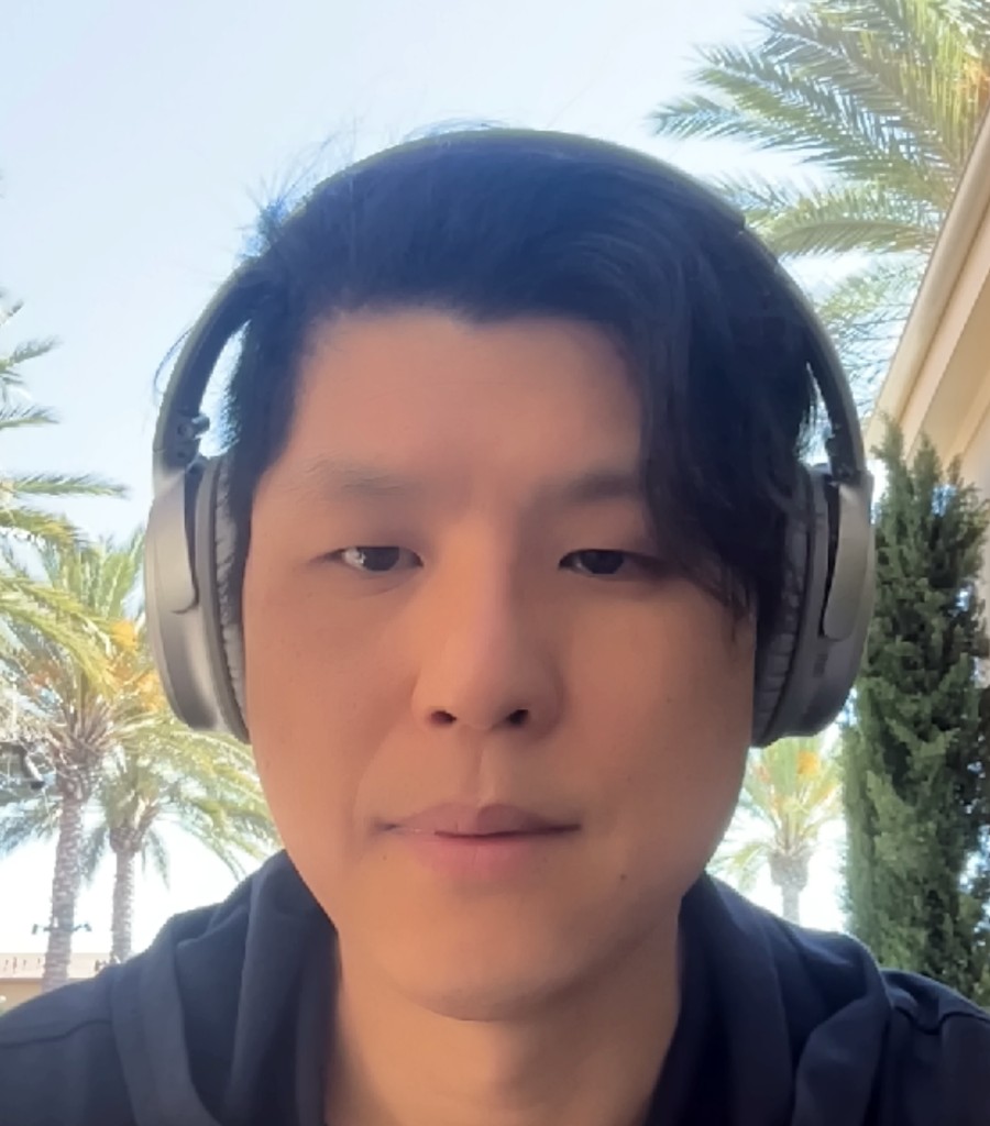 Steve wearing headphones